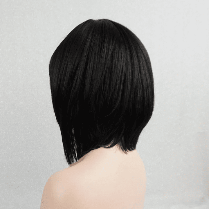 Natural Color Short Bob With Bangs Full Lace Human Hair Wigs - ULOFEY