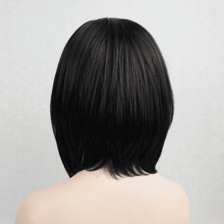 Natural Color Short Bob With Bangs Full Lace Human Hair Wigs - ULOFEY