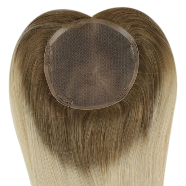 Breathable Silk base With Clip In Human Hair Topper- ULOFEY