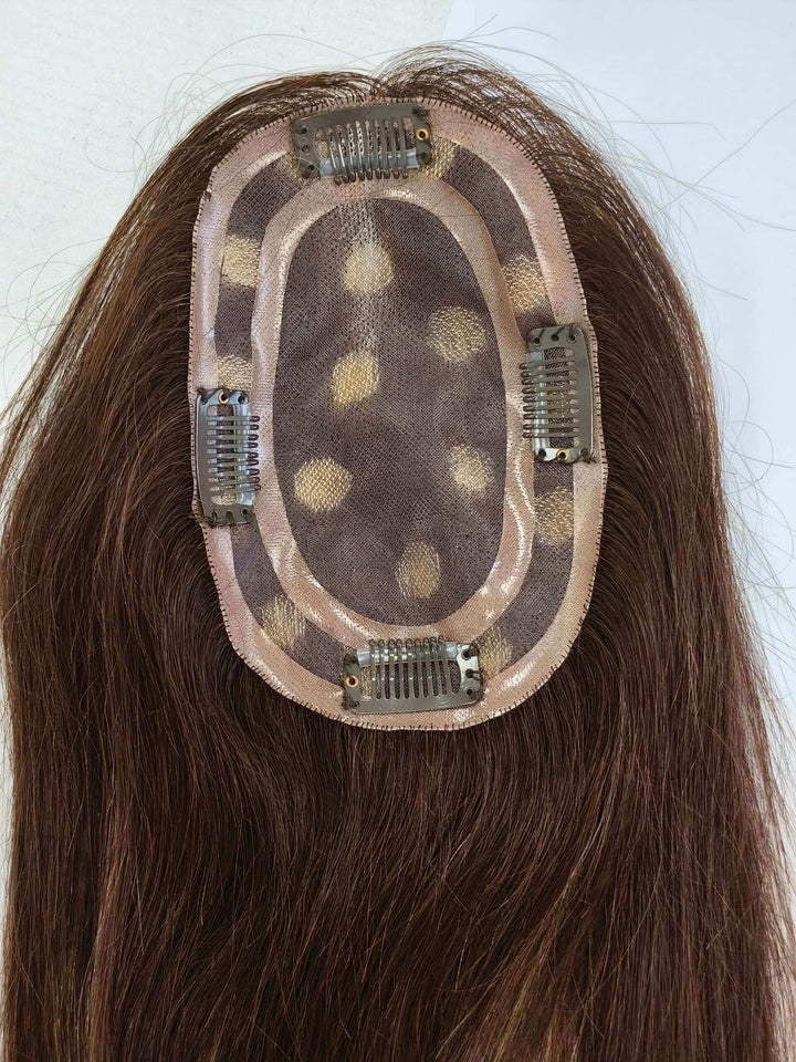 Brown Highlights Mono Virgin Human Hair Topper - ULOFEY