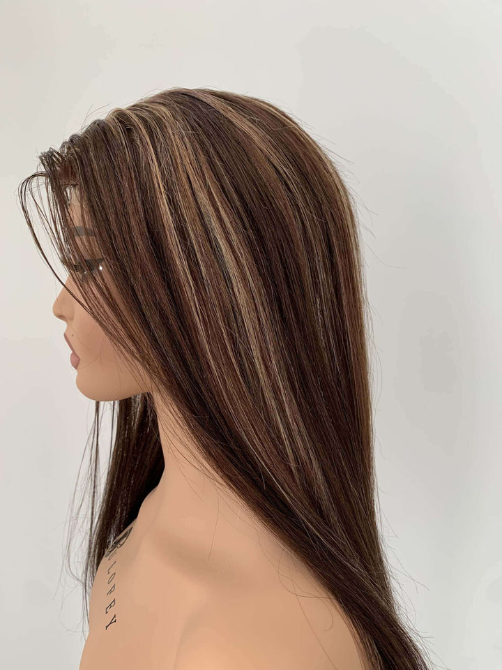 Brown Highlights Mono Virgin Human Hair Topper - ULOFEY