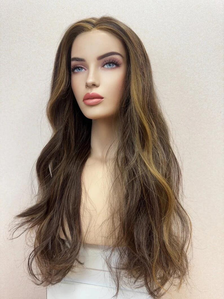 Brown Virgin Human Hair Hand-tied French lace Medical Wigs - ULOFEY