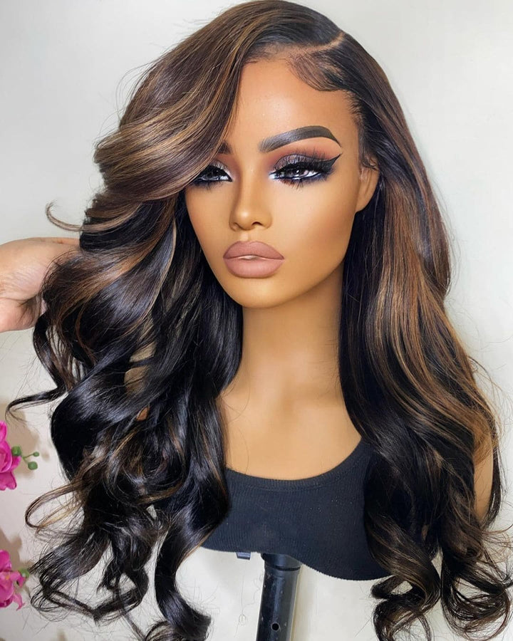 Highlight Brown Hair Lace Wigs - ULOFEY