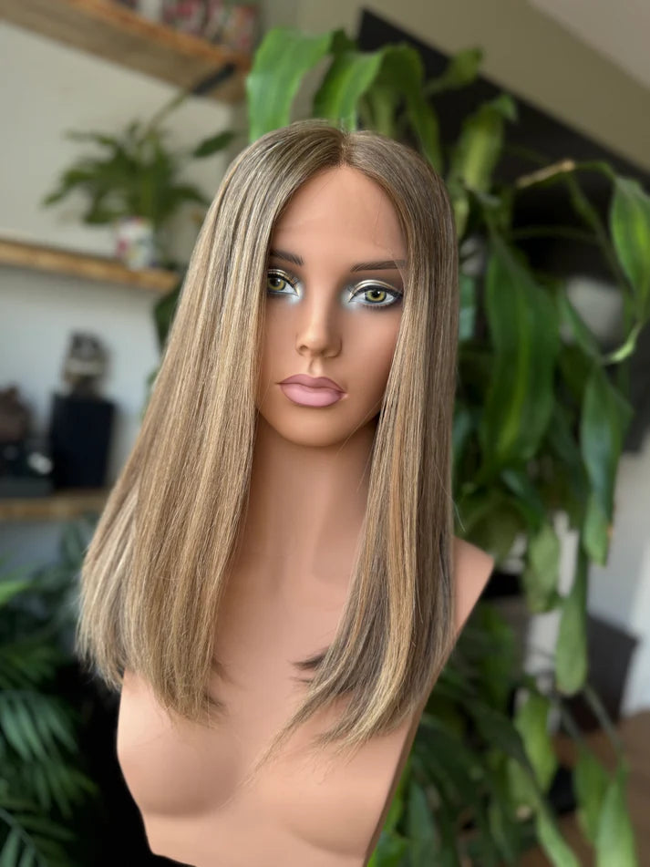 14-24inch Butterscotch Color Virgin Human Hair Mono Top Full Hand-Tied Wigs - Ulofey Wigs 