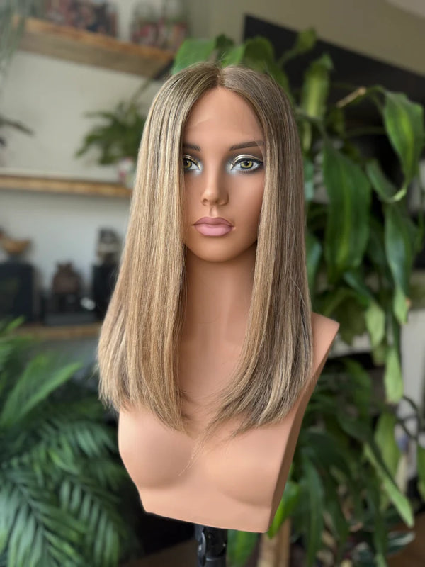 14-24inch Butterscotch Color Virgin Human Hair Mono Top Full Hand-Tied Wigs - Ulofey Wigs 