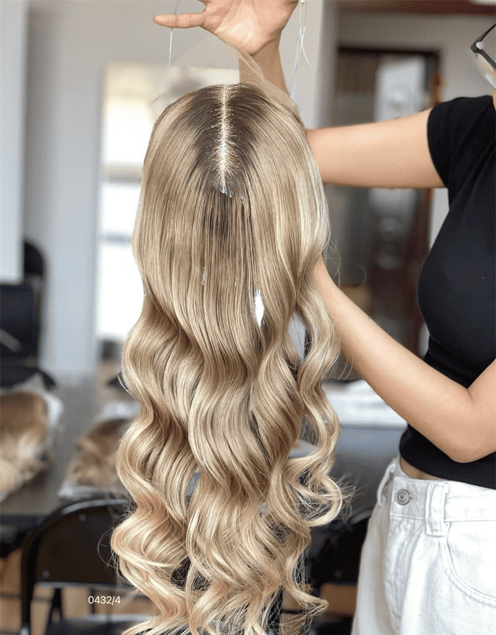 12-20inch Caramel Balayage 8"*8" Lace Front Clip In Virgin Human Hair Topper - Ulofey Wigs
