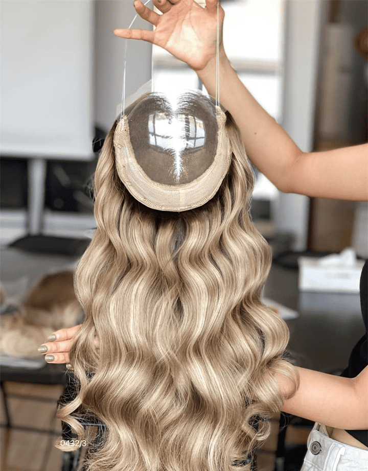 12-20inch Caramel Balayage 8"*8" Lace Front Clip In Virgin Human Hair Topper - Ulofey Wigs
