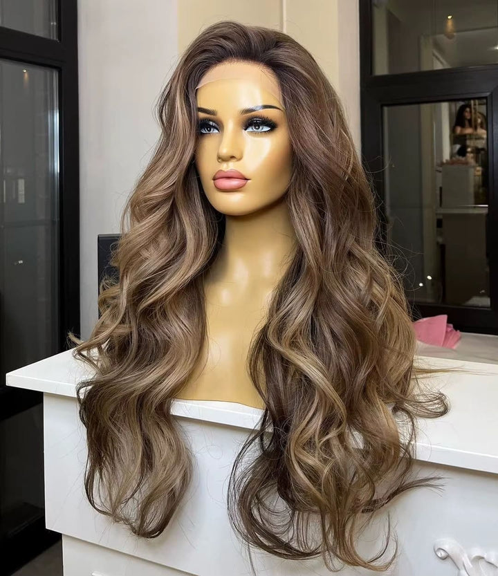 16-26inch Caramel Bronde Body Wave 13X6 HD Lace Virgin Human Hair Wigs - ULOFEY
