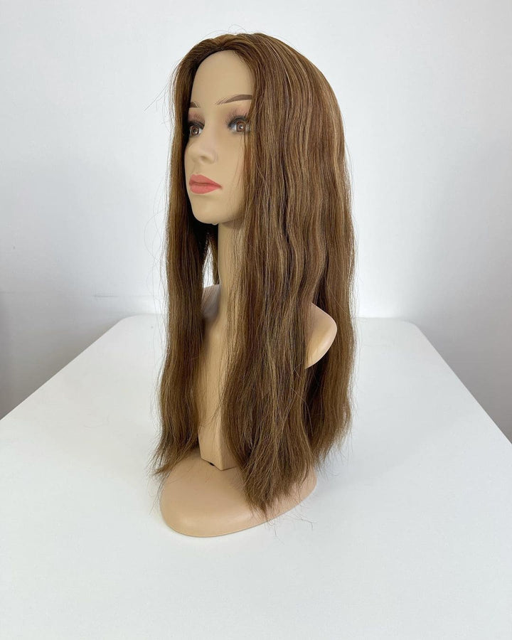 Caramel Brown Highlights 8”x8” Lace Clip In Human Hair Topper - ULOFEY