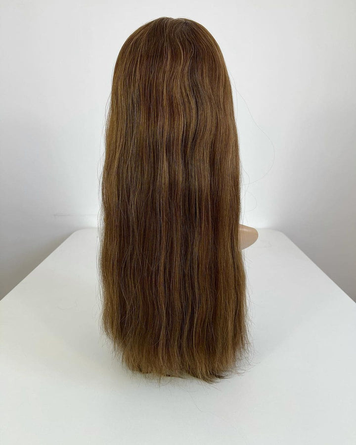 Caramel Brown Highlights 8”x8” Lace Clip In Human Hair Topper - ULOFEY