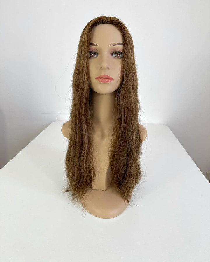 Caramel Brown Highlights 8”x8” Lace Clip In Human Hair Topper - ULOFEY