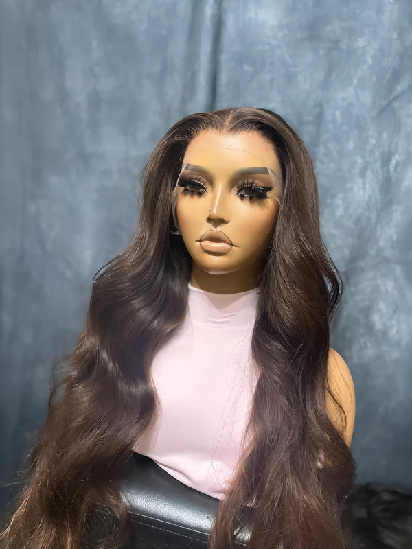 20-26inch Chocolate Brown Loose Baby Wave 13*6 HD Lace Front Human Hair Wigs - ULOFEY