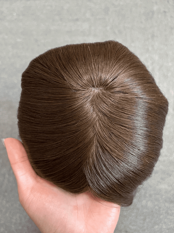 12-20inch Chocolate Color 6"x6.5" Silk Top Clip In Virgin Human Hair Topper - Ulofey Wigs
