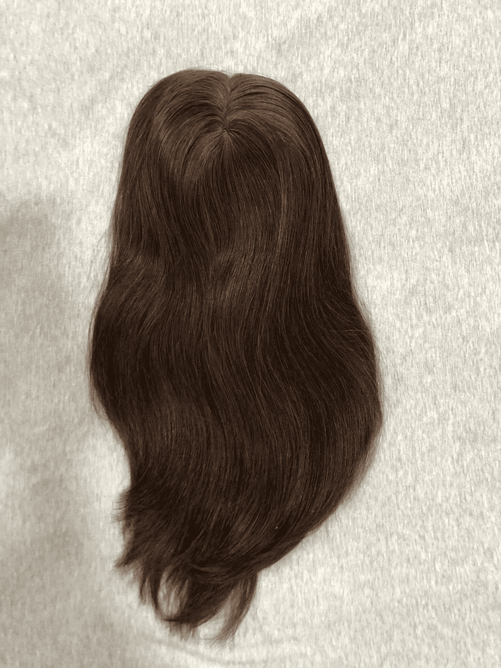 12-20inch Chocolate Color 6"x6.5" Silk Top Clip In Virgin Human Hair Topper - Ulofey Wigs