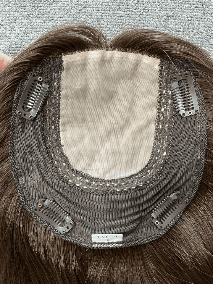 12-20inch Chocolate Color 6"x6.5" Silk Top Clip In Virgin Human Hair Topper - Ulofey Wigs