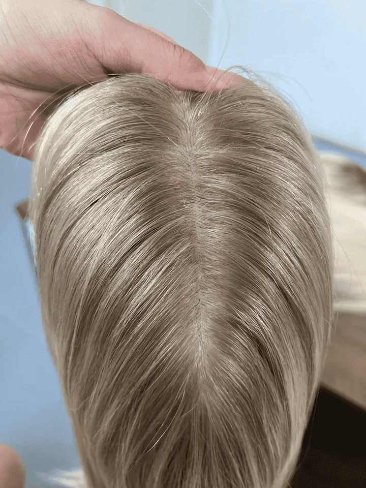 Closed Platinum Blonde Virgin Human Hair Topper - Ulofey Wigs