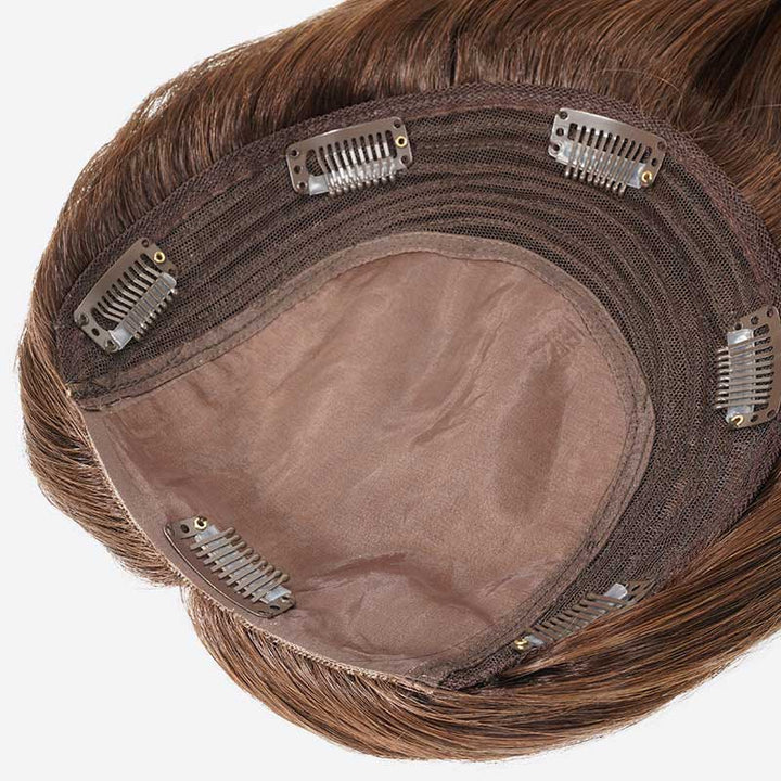 14-18inch Coffee Brown 7" x 7.5" Silk Top Virgin Human Hair Topper - ULOFEY
