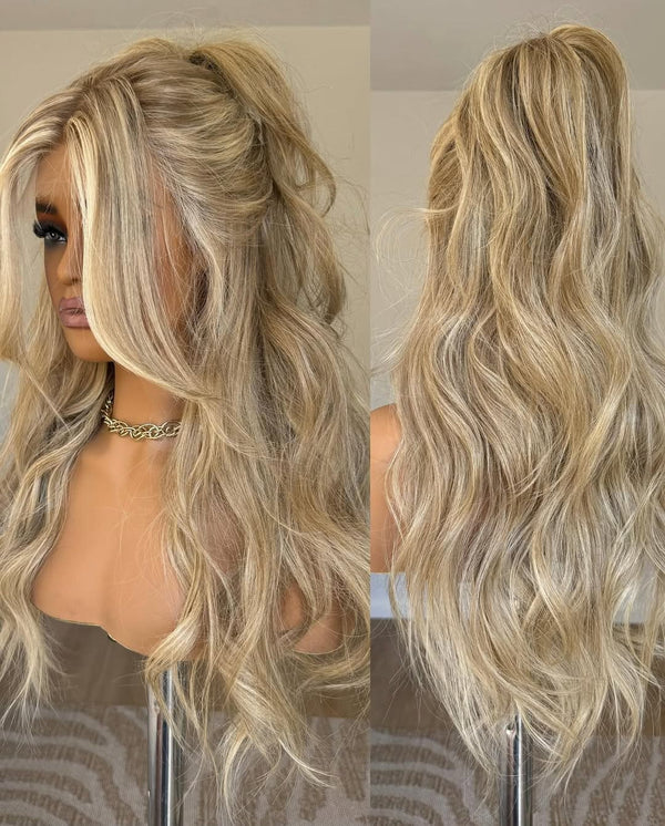 14-24inch Creamy Blonde Glueless 13*5 HD Lace Front Human Hair Wigs - Ulofey Wigs