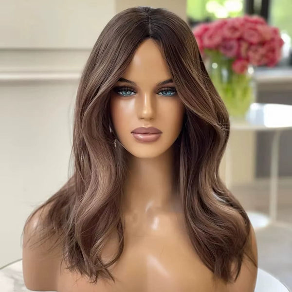 12-24inch Dimensional Bronde Virgin Human Hair Mono Silk Top Hand-Tied Medical Wigs - ULOFEY