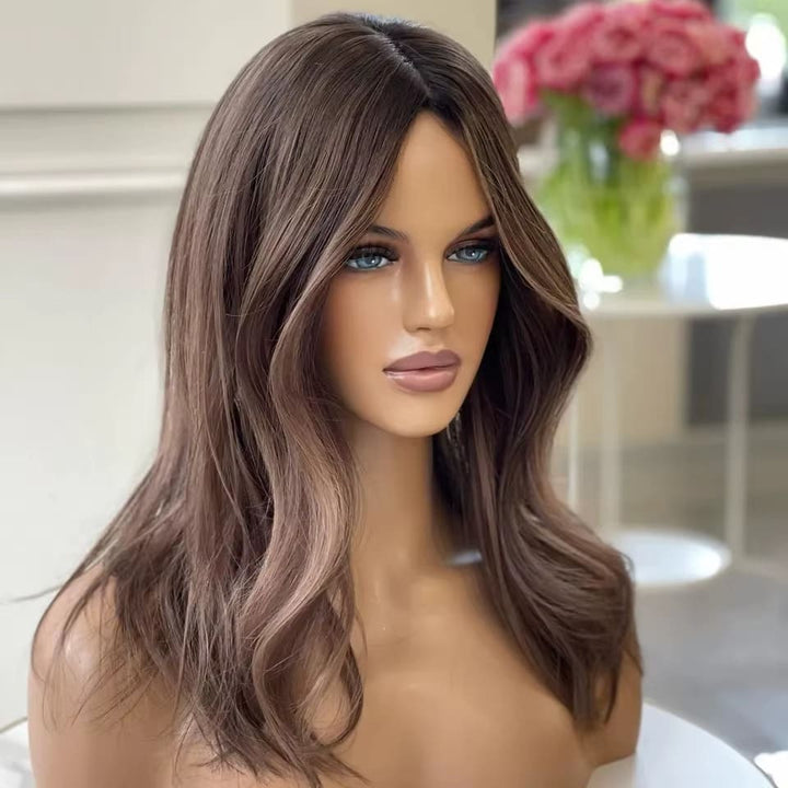 12-24inch Dimensional Bronde Virgin Human Hair Mono Silk Top Hand-Tied Medical Wigs - ULOFEY