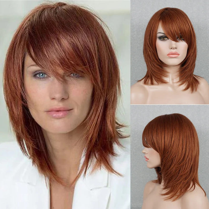 Ginger Short Pixie Cut Layered With Bangs Mono Top Human Hair Wig - ULOFEY
