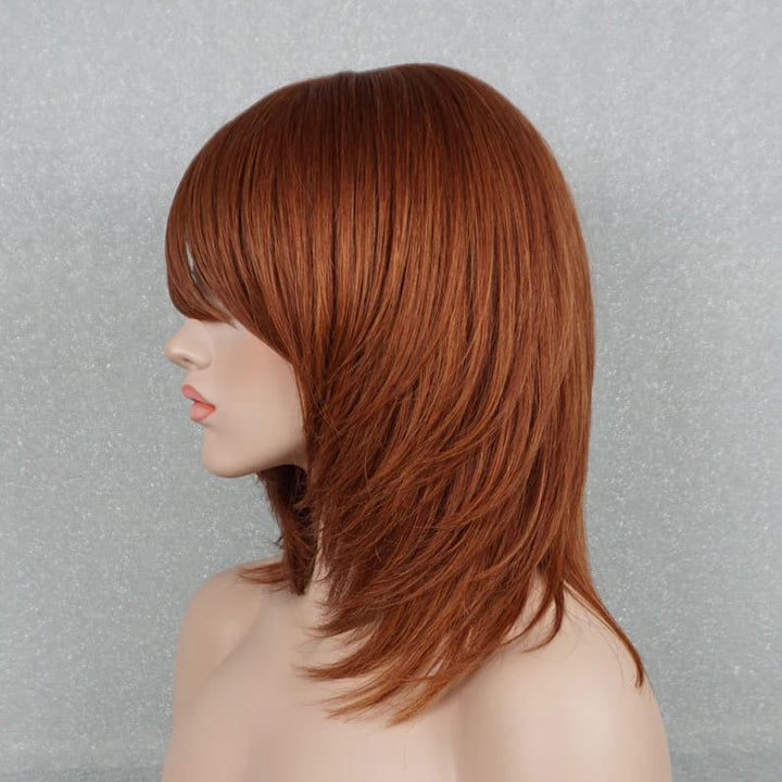 Ginger Short Pixie Cut Layered With Bangs Mono Top Human Hair Wig - ULOFEY
