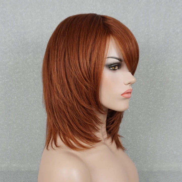 Ginger Short Pixie Cut Layered With Bangs Mono Top Human Hair Wig - ULOFEY