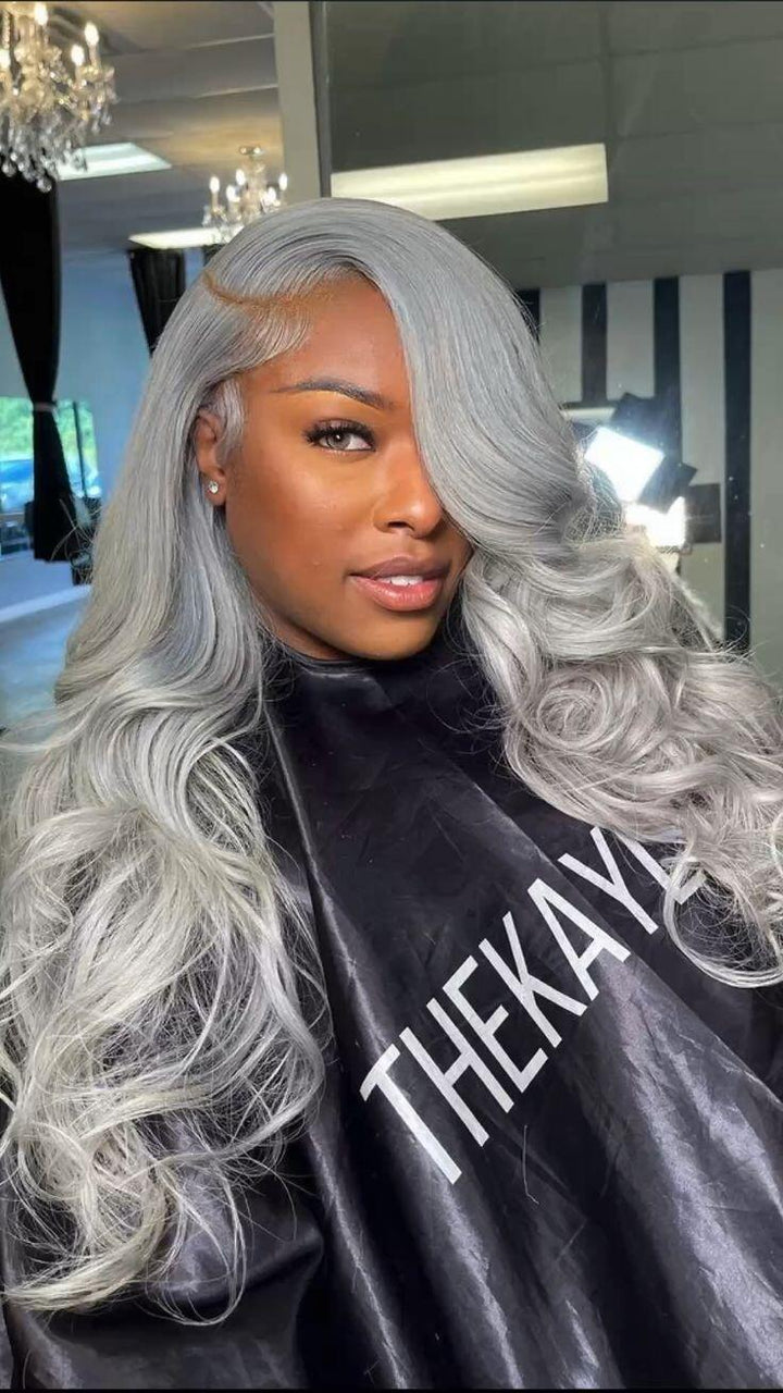 24inch Grey Blonde 13x6 Or 13x4 Transparent or HD Lace Frontal Human Hairs Wigs - ULOFEY
