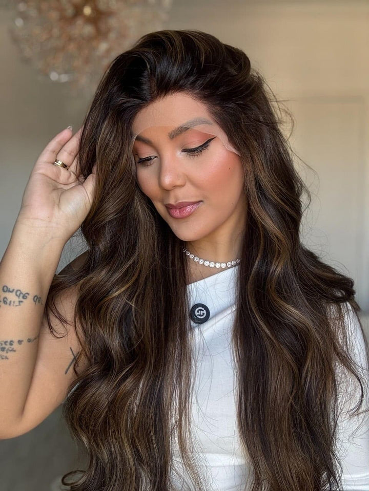 14-24inch Hazelnut Brown HD Lace Hand-Tied Front Virgin Human Hair Wigs - Ulofey Wigs
