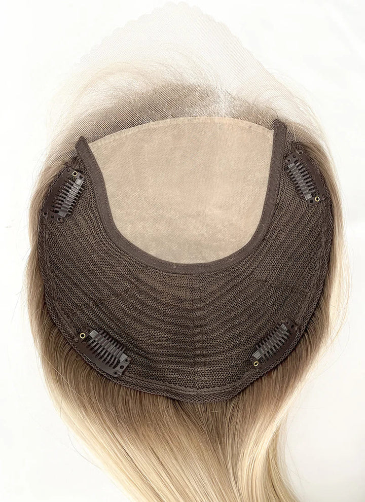 Highlight With Light Roots 8" x 8" Silk Top Lace Front Human Hair Topper - ULOFEY