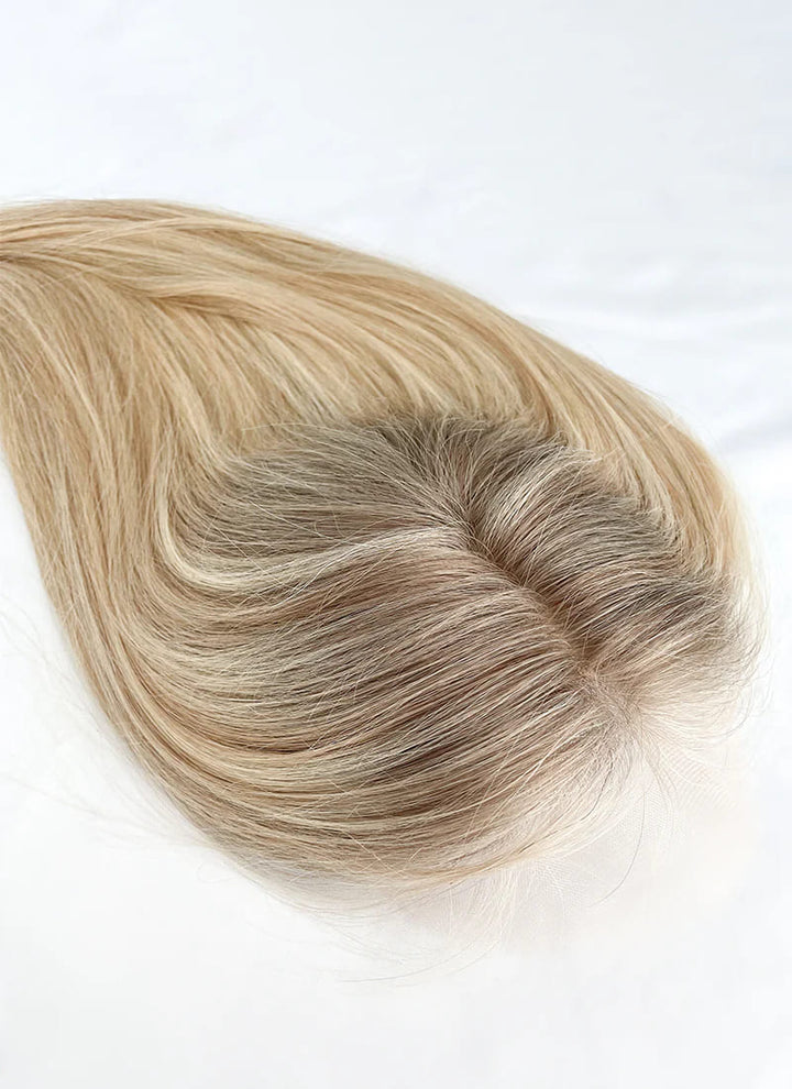 Highlight With Light Roots 8" x 8" Silk Top Lace Front Human Hair Topper - ULOFEY