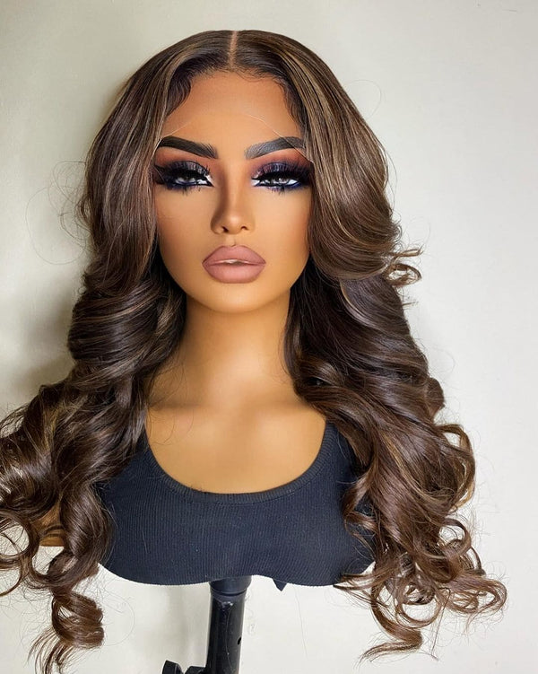 Highlighted Natural Hairline Silk Top Lace Front Human Hair Wigs - ULOFEY