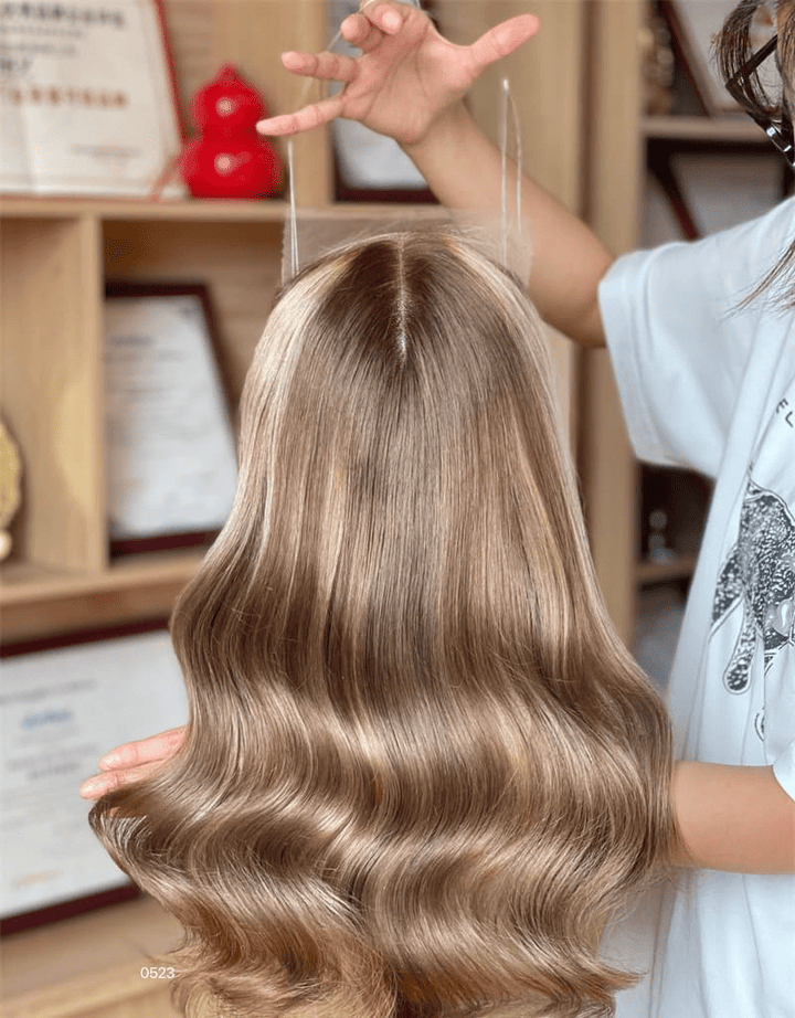 12-20inch Sunlit Honey Blonde 8"*8" Lace Front Clip In Virgin Human Hair Topper - Ulofey Wigs