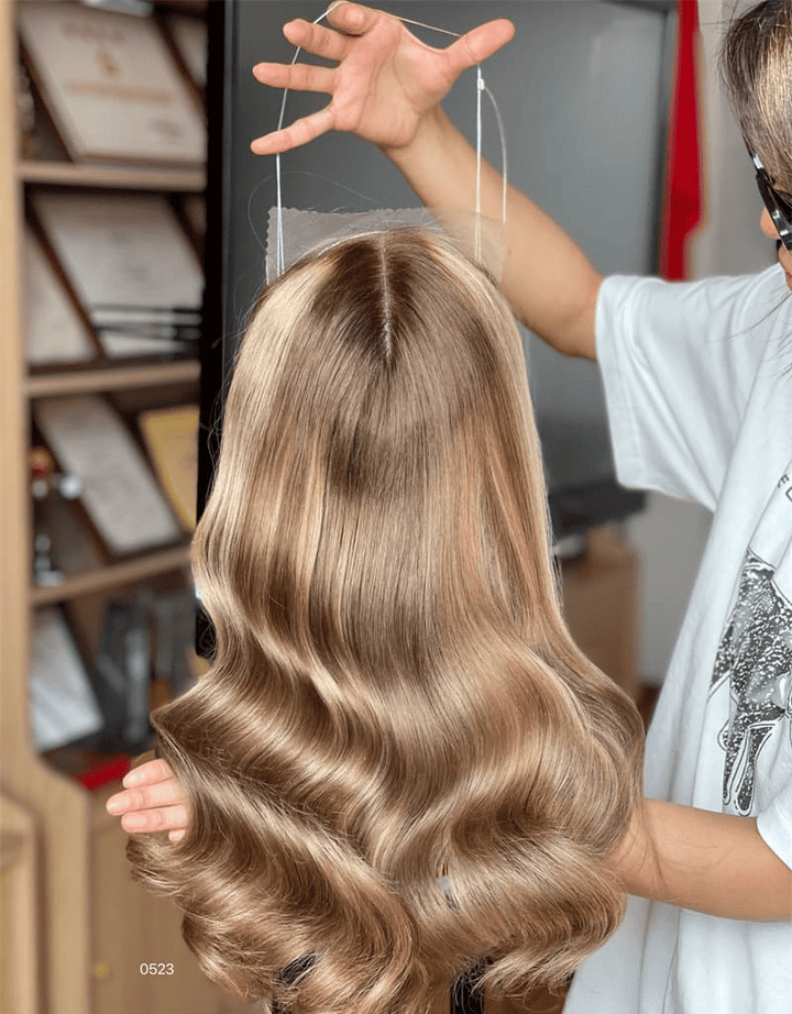 12-20inch Sunlit Honey Blonde 8"*8" Lace Front Clip In Virgin Human Hair Topper - Ulofey Wigs