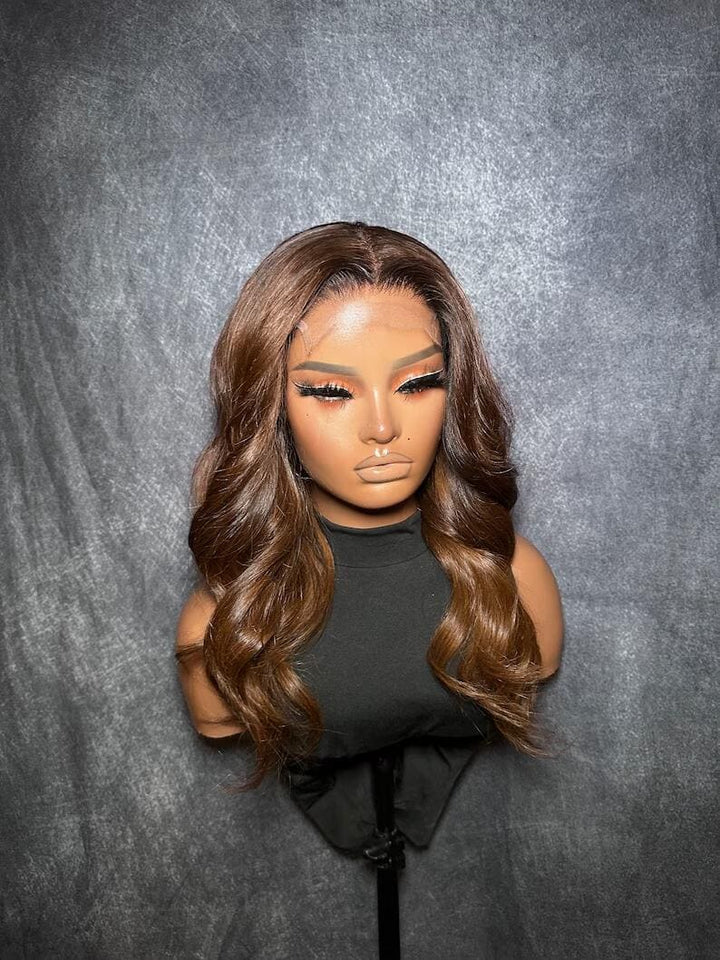 Honey Brown Pre Plucked Glueless Wave HD Lace 6x5 Closure Human Hair Wig - ULOFEY