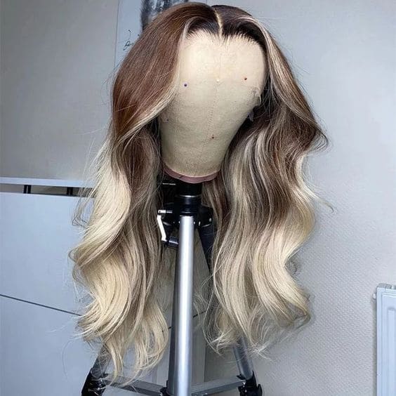 Icy Blonde Ombré Lace Front Wig with Hand-Tied Construction and Baby Hair