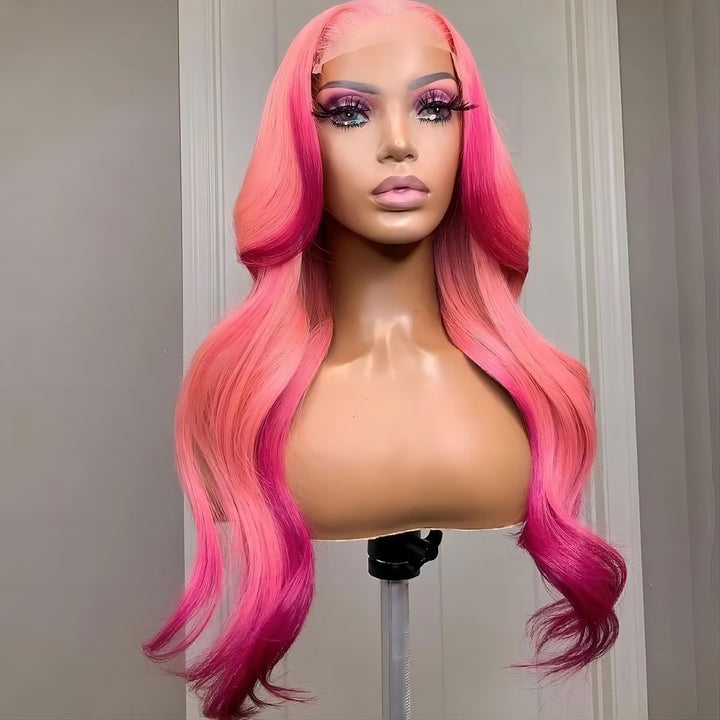 14-24inch Kiss The Girl Red Pre Plucked Glueless Wave 6x5 Closure Human Hair Wig - ULOFEY