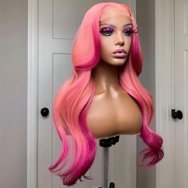 14-24inch Kiss The Girl Red Pre Plucked Glueless Wave 6x5 Closure Human Hair Wig - ULOFEY