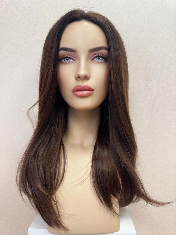 Light Brown Straight Virgin Human Hair Mono Top Medical Wigs - ULOFEY