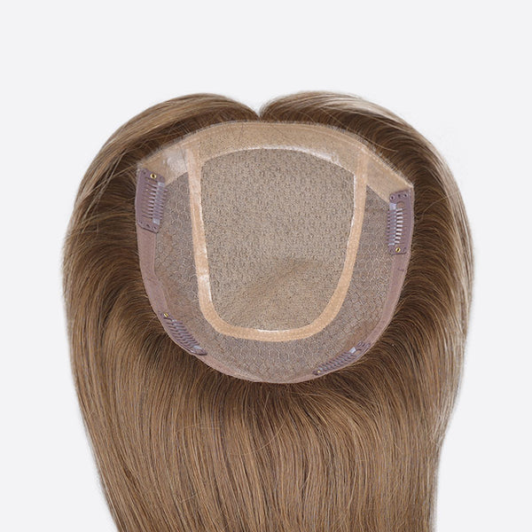  #6 Light Brown Straight Silk Base Human Hair Topper - ULOFEY