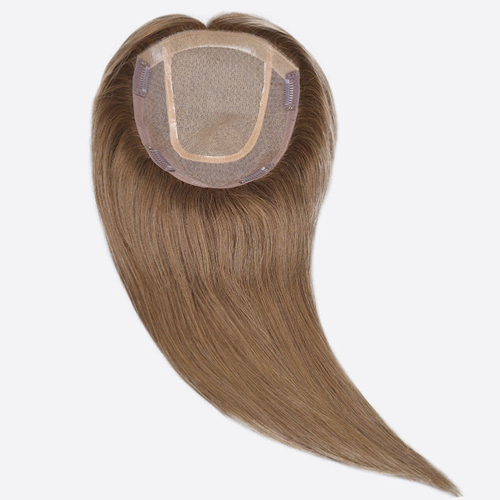 #6 Light Brown Straight Silk Base Human Hair Topper - ULOFEY