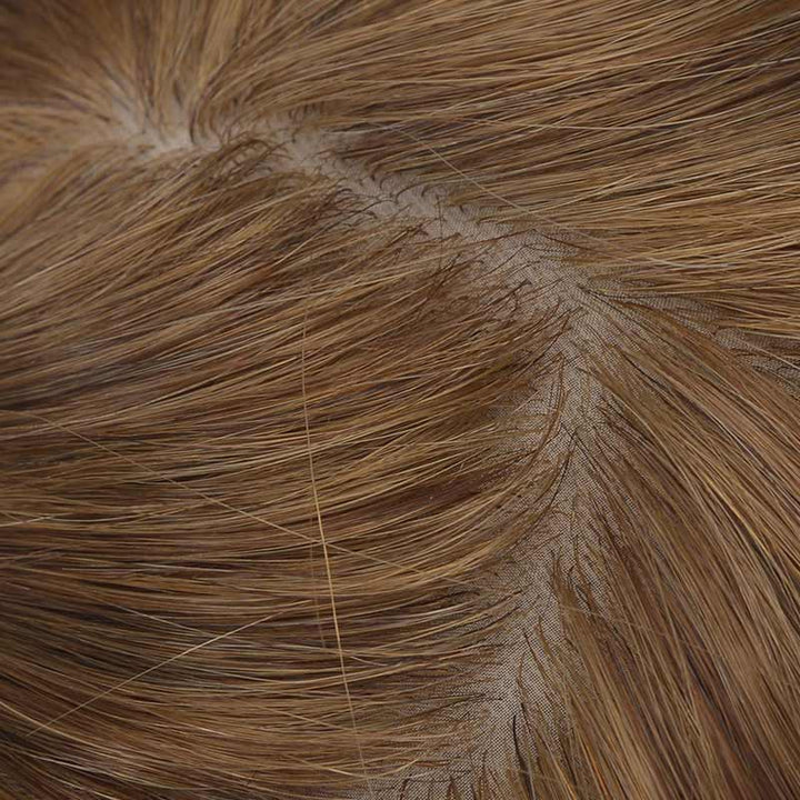 #6 Light Brown Straight Silk Base Human Hair Topper - ULOFEY