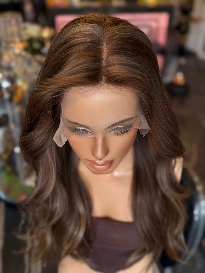 22inch light brown wave 13x6 transparent lace frontal human hair wigs - Ulofey Wigs
