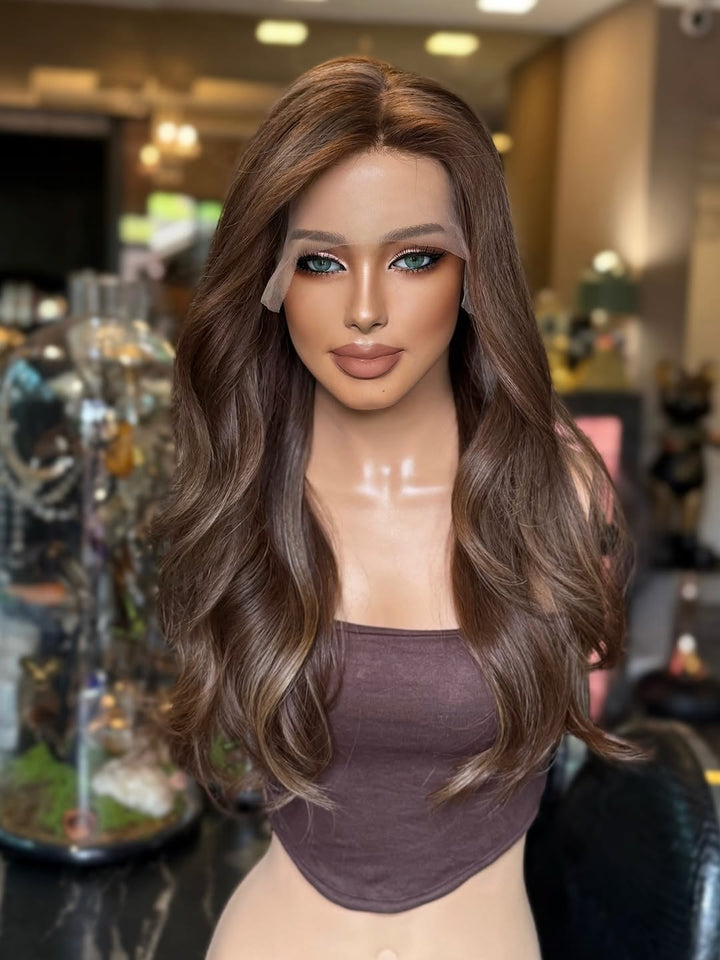 22inch light brown wave 13x6 transparent lace frontal human hair wigs - Ulofey Wigs