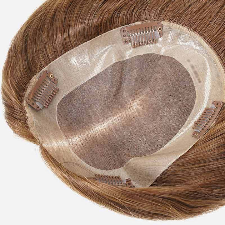 Light Golden Brown 5"x6.5" Mono Clip In Virgin Human Hair Topper - ULOFEY