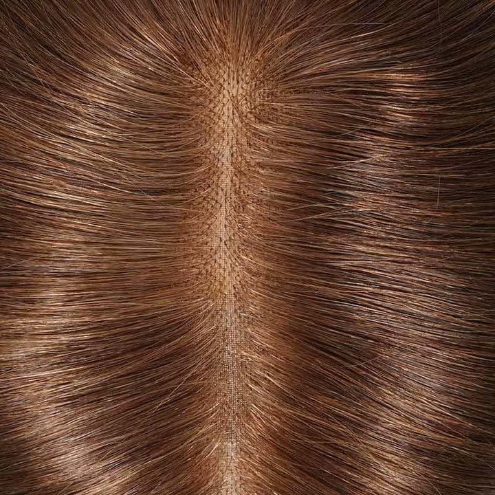 Light Golden Brown 5"x6.5" Mono Clip In Virgin Human Hair Topper - ULOFEY