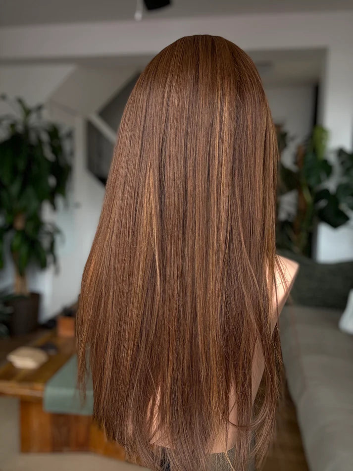 14-24inch Medium Ash Brown Glueless HD Lace Front Virgin Human Hair Wig - Ulofey Wigs