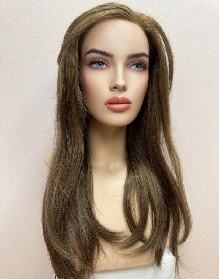 Blonde Straight Virgin Human Hair Mono Top Medical Wigs- ULOFEY