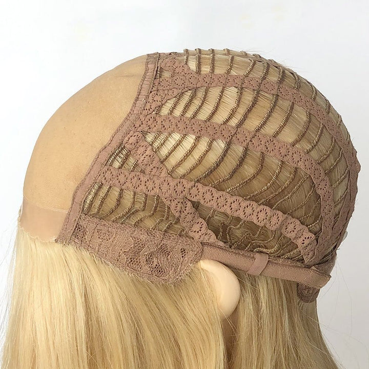 Blonde Straight Virgin Human Hair Mono Top Medical Wigs- ULOFEY