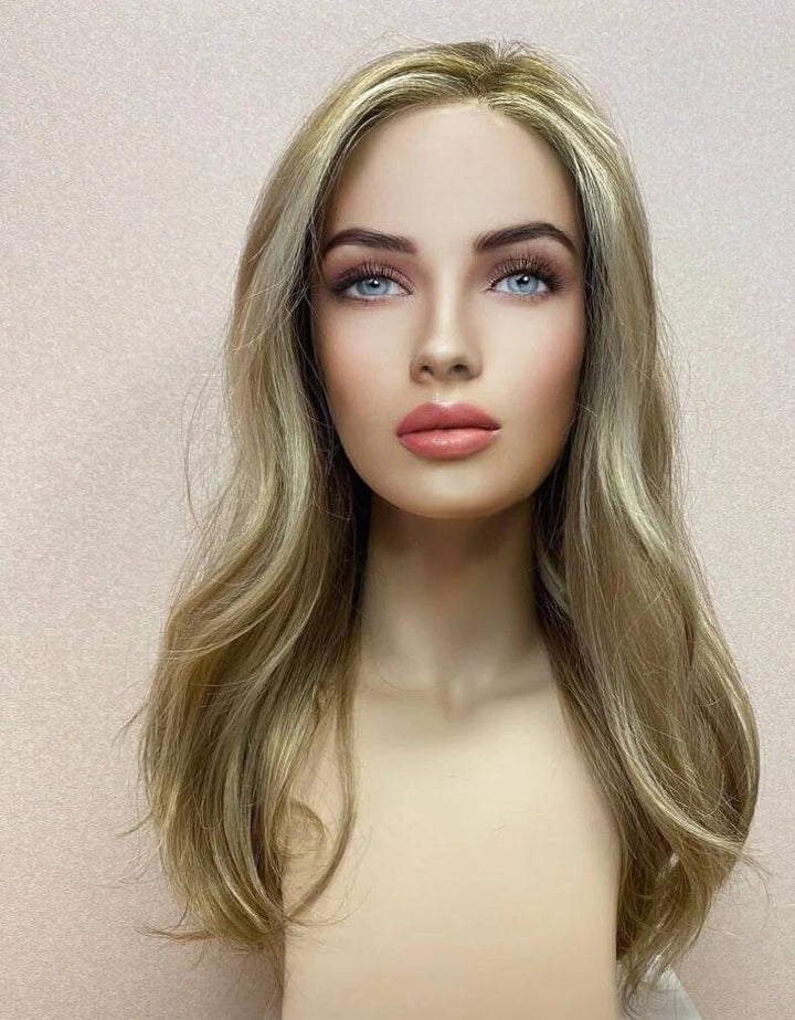 Blonde Straight Virgin Human Hair Mono Top Medical Wigs- ULOFEY